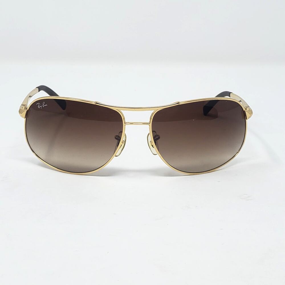 Ray-Ban Aviator Gradient Gold Sunglasses 64 mm / 15 mm Brown RB3387 with Case - Picture 3 of 11